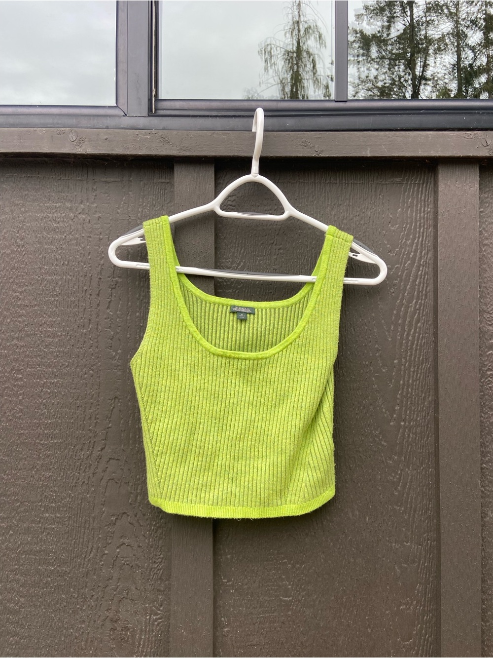 wild fable Ribbed Lime Green Tank Crop Top